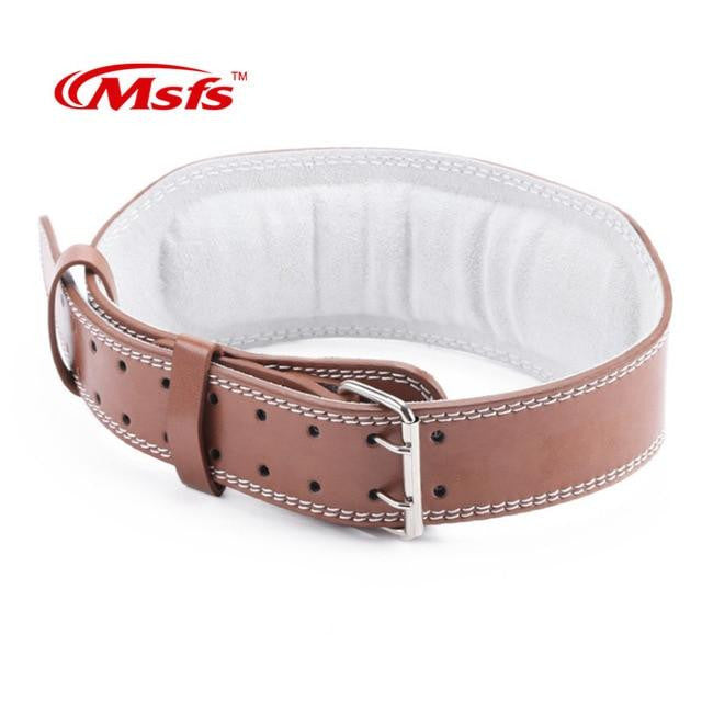 Leather Weightlifting Belt Gym Fitness Powerlifting Back Support  Belt - fitople