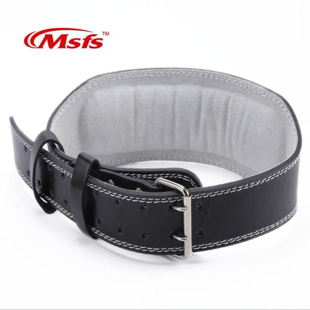 Leather Weightlifting Belt Gym Fitness Powerlifting Back Support  Belt - fitople